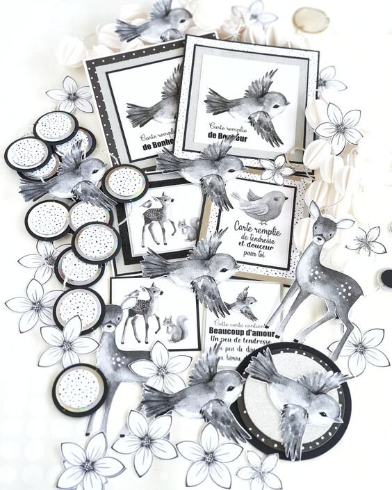 cartes et guirlandes noir et blanc vanillejolie