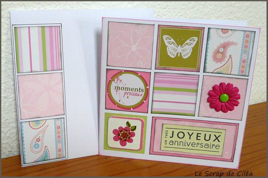 Carte anniversaire color blocking avec enveloppe