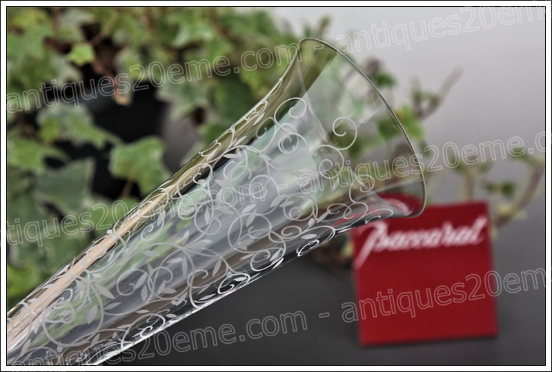 Antiques20ème, flûtes à champagne en cristal de Baccarat modèle Rendez-vous, Baccarat crystal Champagne flutes