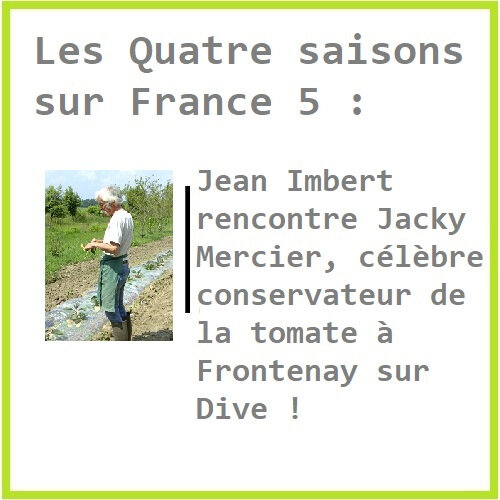 Les Quatre saisons sur France 5 Jean Imbert rencontre Jacky Mercier, célèbre conservateur de la tomate à Frontenay sur Dive