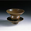 Tea <b>bowl</b> and <b>bowl</b> <b>stand</b>. Northern Song dynasty, 1000-1100. Ding kilns, north China