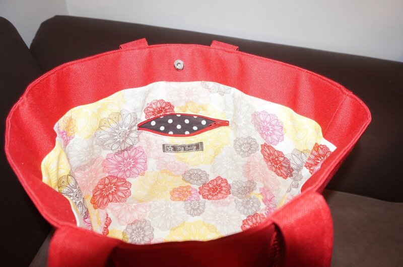 sac à paillettes-rouge-fleur-fait main-couture-byodily