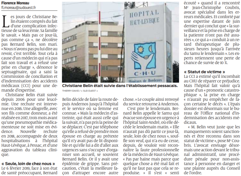 2022 05 09 SO Pessac Erreur médicale à l'hôpital2