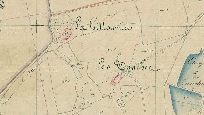 Cadastre napoléonnien Section A dite des Touches Vieilleins 1830