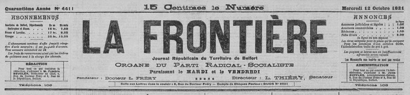 1921 10 12 Annonce adjudications travaux La Frontière p1R