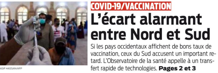2021 07 18 SO Ecart alarmant entre Nord et Sud