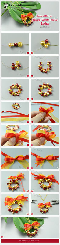 2-PandaHall Ideas on Christmas Wreath Pendant Necklace