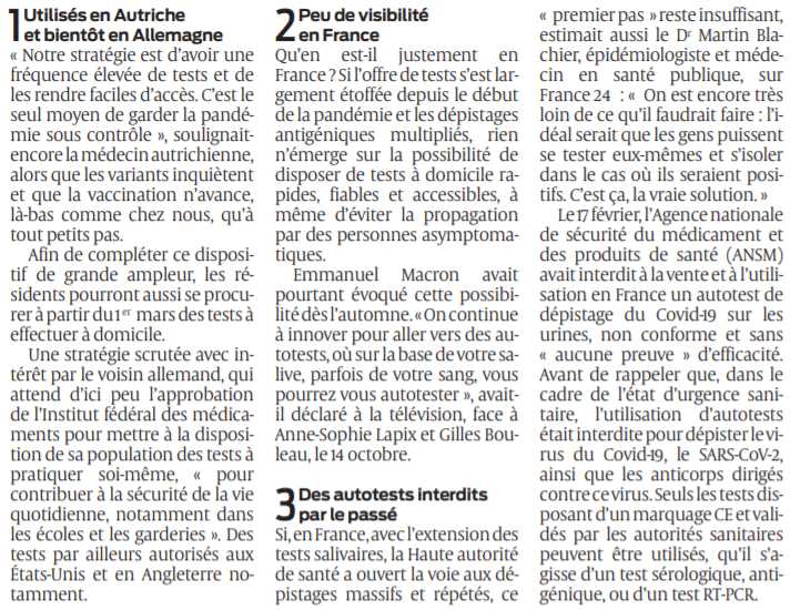 2021 02 25 SO A quand des autotests de dépistage en France2