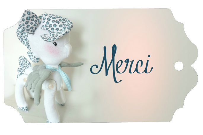 étiquette doudou poney merci