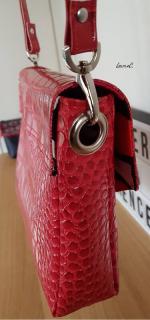 POCHETTE SIMILI ROUGE CORAIL RABAT FERMOIR COTE