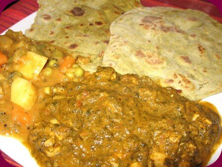 spinachchickenavocadochapatti