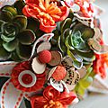 Des bouquets de mariées en fleurs de tissus et papier