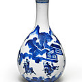 A very fine <b>blue</b> and white 'Han Xin' pear-shaped vase, Kangxi period (1662-1722)