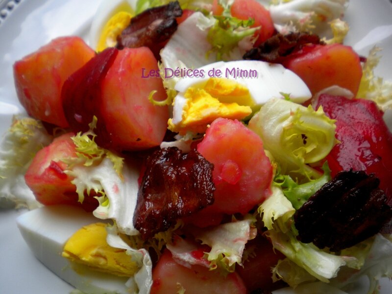 Salade chaude de pommes de terre, betteraves, œufs, lardons… 4