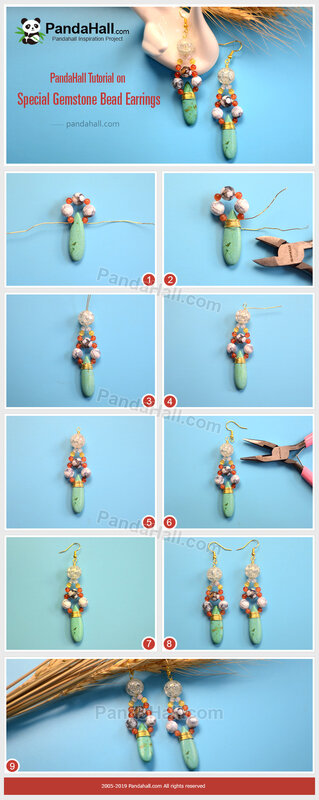 1-PandaHall-Tutorial-on-Special-Gemstone-Bead-Earrings