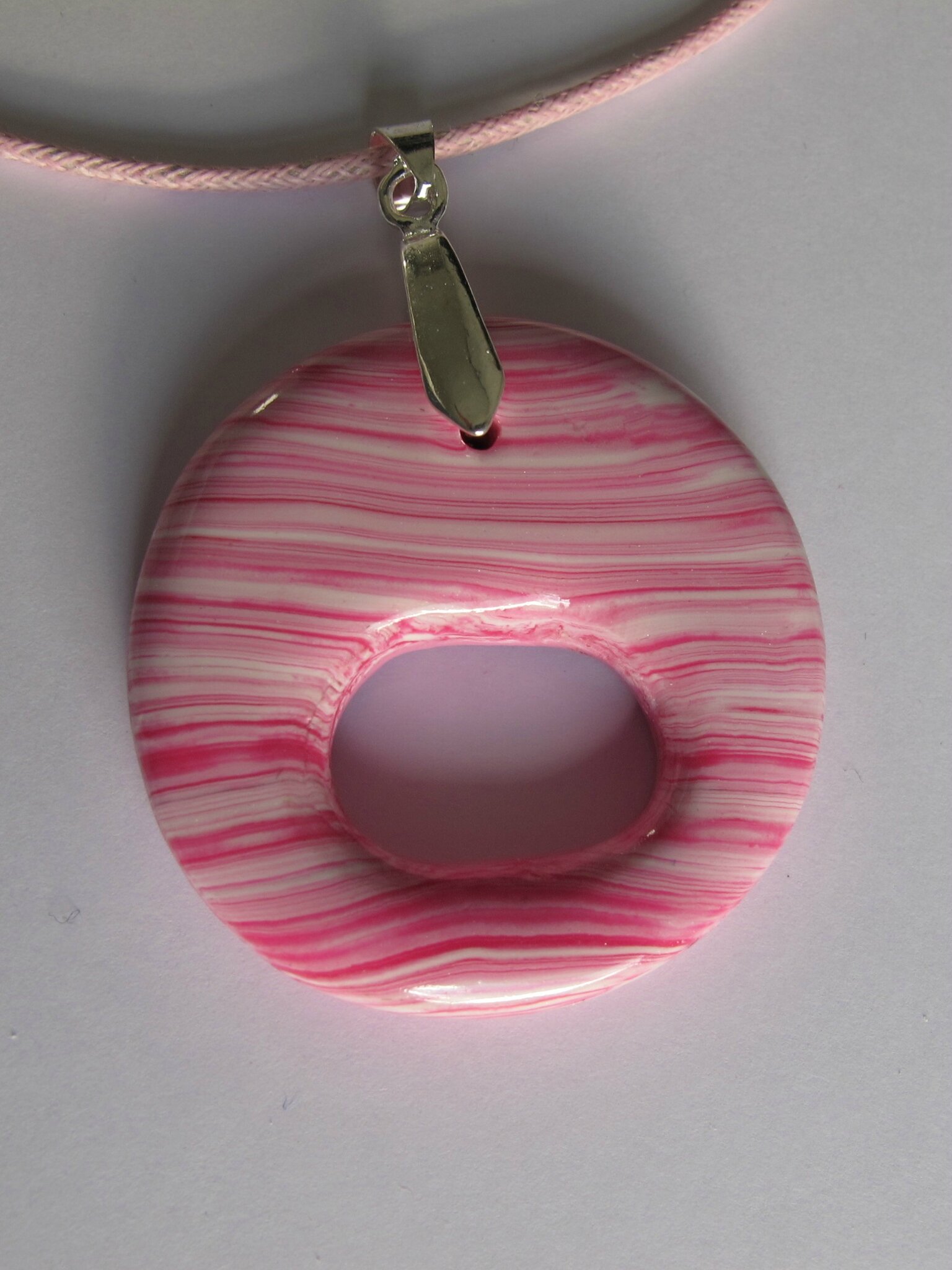 porte lunette fimo rose et blanc GP