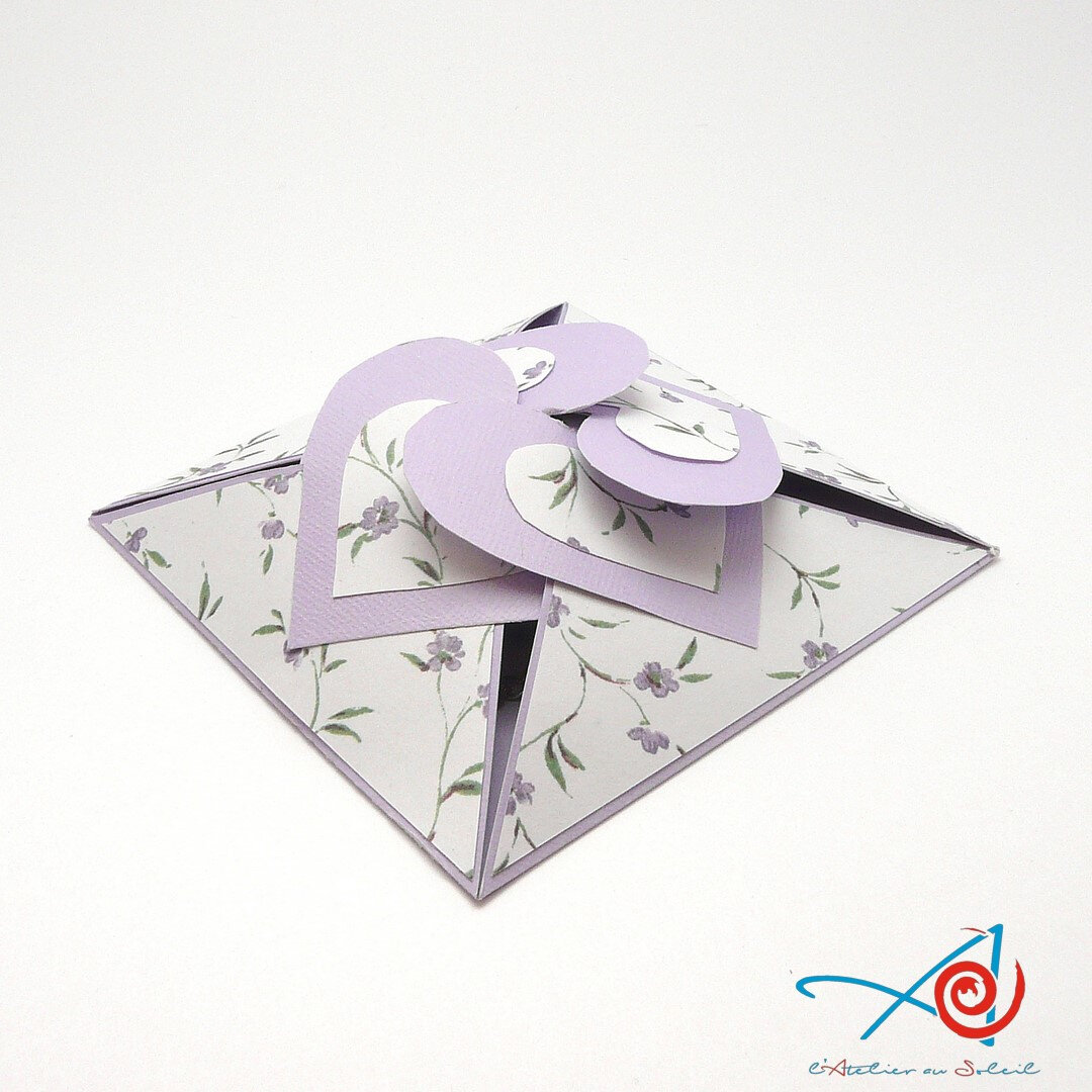Carte-écrin cœurs entrelacés mauve