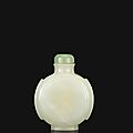 A white nephrite snuff bottle, <b>1750</b>-<b>1800</b>