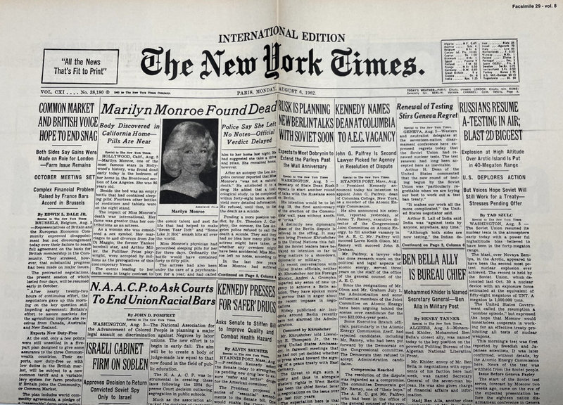 1962 The New York times 08 06 Usa