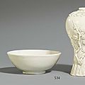 A <b>blanc</b> de <b>Chine</b> meiping vase and bowl, Qing dynasty, 18th century