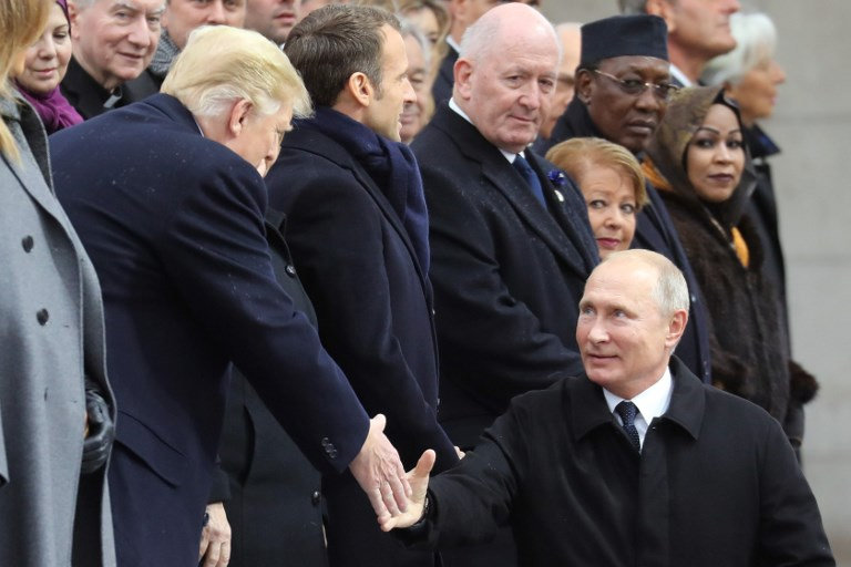 Donald Trump and Vladimir POutine nov 11 2018 Paris