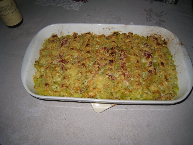 gratin courgettes ravioles jambon cru