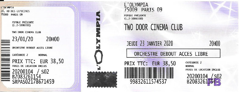 2020 01 23 Two Door Cinema Club Olympia Billet