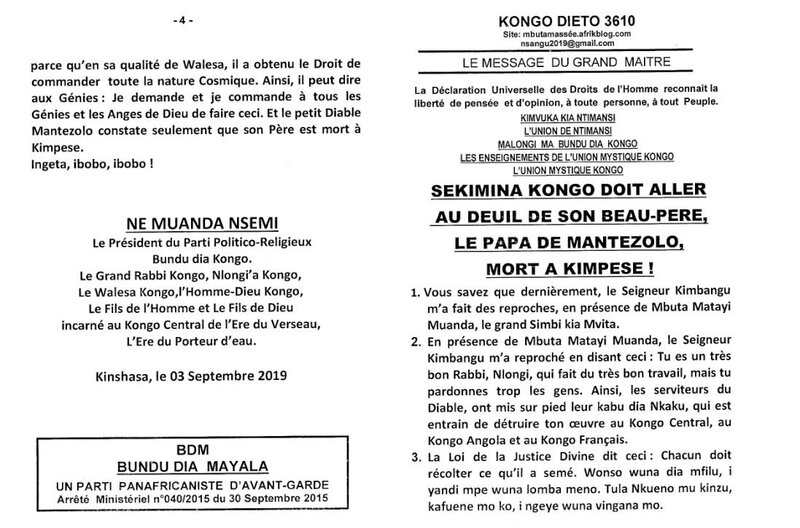 SEKIMINA KONGO DOIT ALLER AU DEUIL DE SON BEAU-PERE LE PAPA DE MANTEZOLO MORT A KIMPESE a