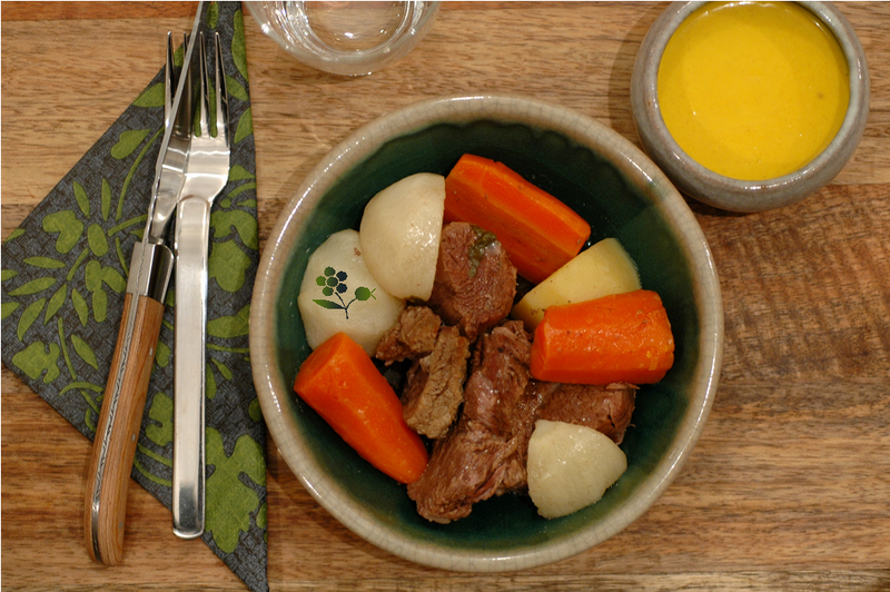 Pot au feu & sauce curcuma, lait de coco, citron