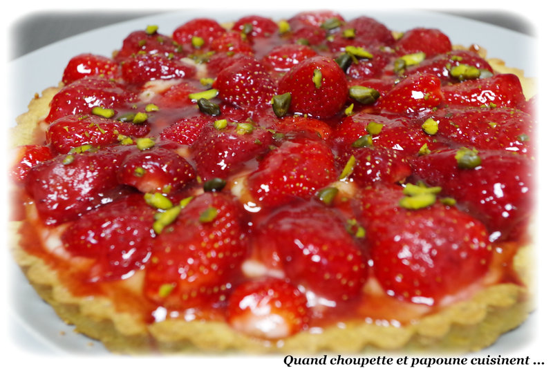 tarte aux fraises crème pâtissière et pâte sucrée à la pistache-132