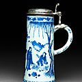 Blue-and-white tankard with Swedish silver mounts, Ming Dynasty, Chongzhen Period (1628 - 1644)