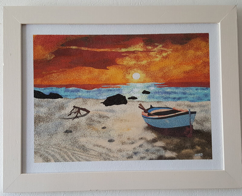 L18 -La barque au soleil couchant-45x35