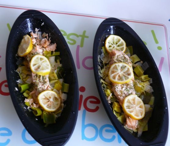 Papillotes en silicone : Pavé de saumon au poireaux recettes Röstis au saumon fumé (test n°1)