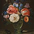<b>Clara</b> <b>Peeters</b> (Antwerp 1584 – 1657), A still life of flowers in a roemer with a field mouse and an ear of wheat