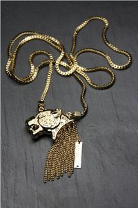 Collier leopard long or