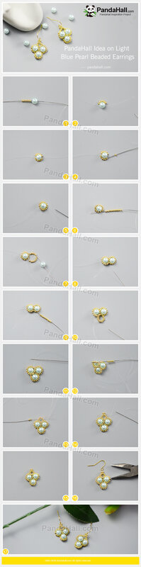 2-PandaHall Idea on Light Blue Pearl Beaded Earrings