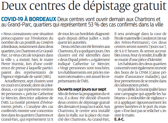 2020 07 30 SO Deux centres de dépistage gratuit