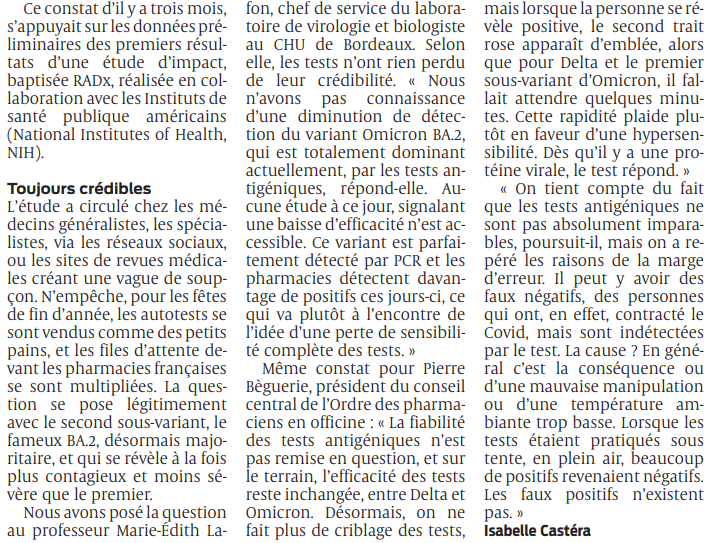 2022 03 23 SO Les tests antigéniques sont-ils fiables face au variant BA 22