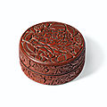 <b>Boîte</b> <b>couverte</b> en laque rouge, dynastie Yuan (1279-1368)