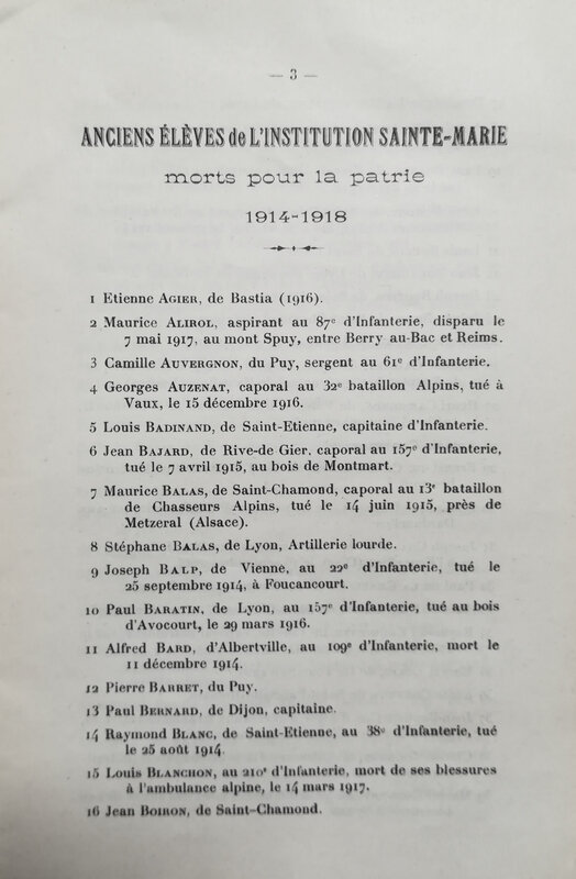 liste anciens élèves Sainte-Marie tués, 1914-1918 (3)