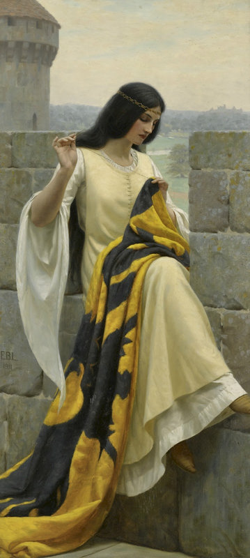 Edmund Blair Leighton stiching the standard