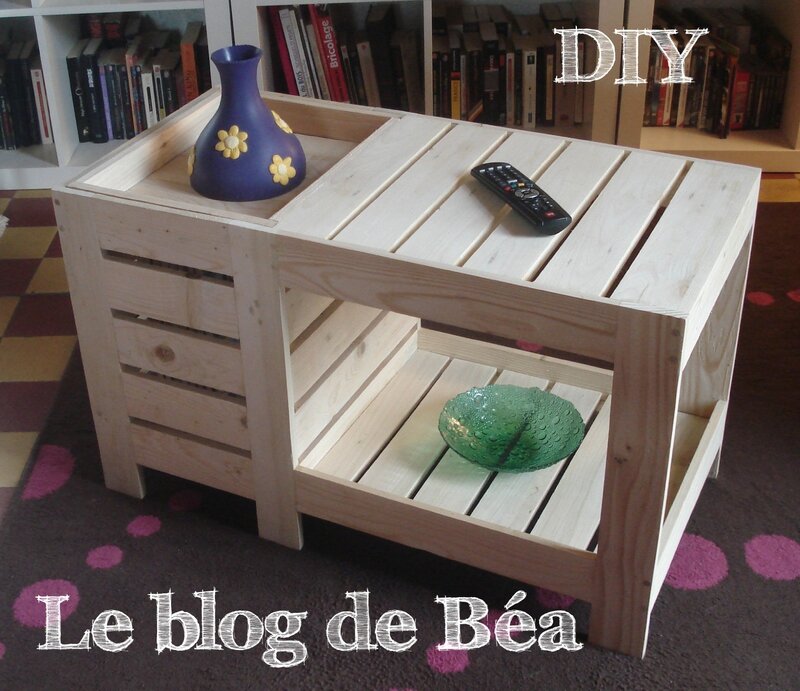 Table basse en bois de palette avec coffre de rangement
