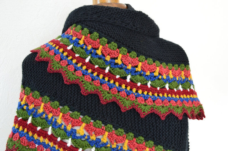 Châle folk-tricot-crochet-laine-La chouette bricole (7)