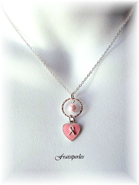 collier cancer perle rose