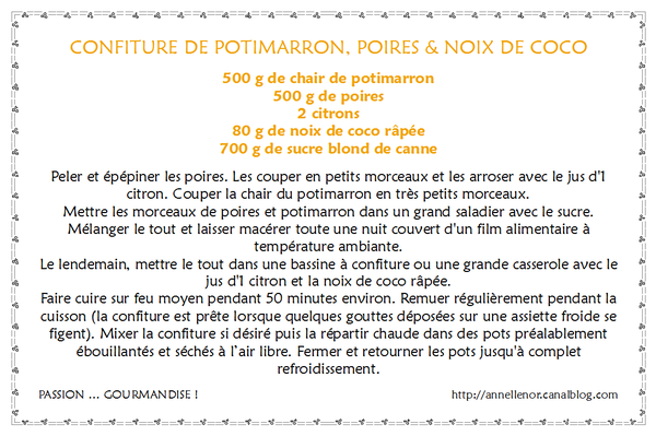 Confiture potimarron, poire & noix de coco_fiche