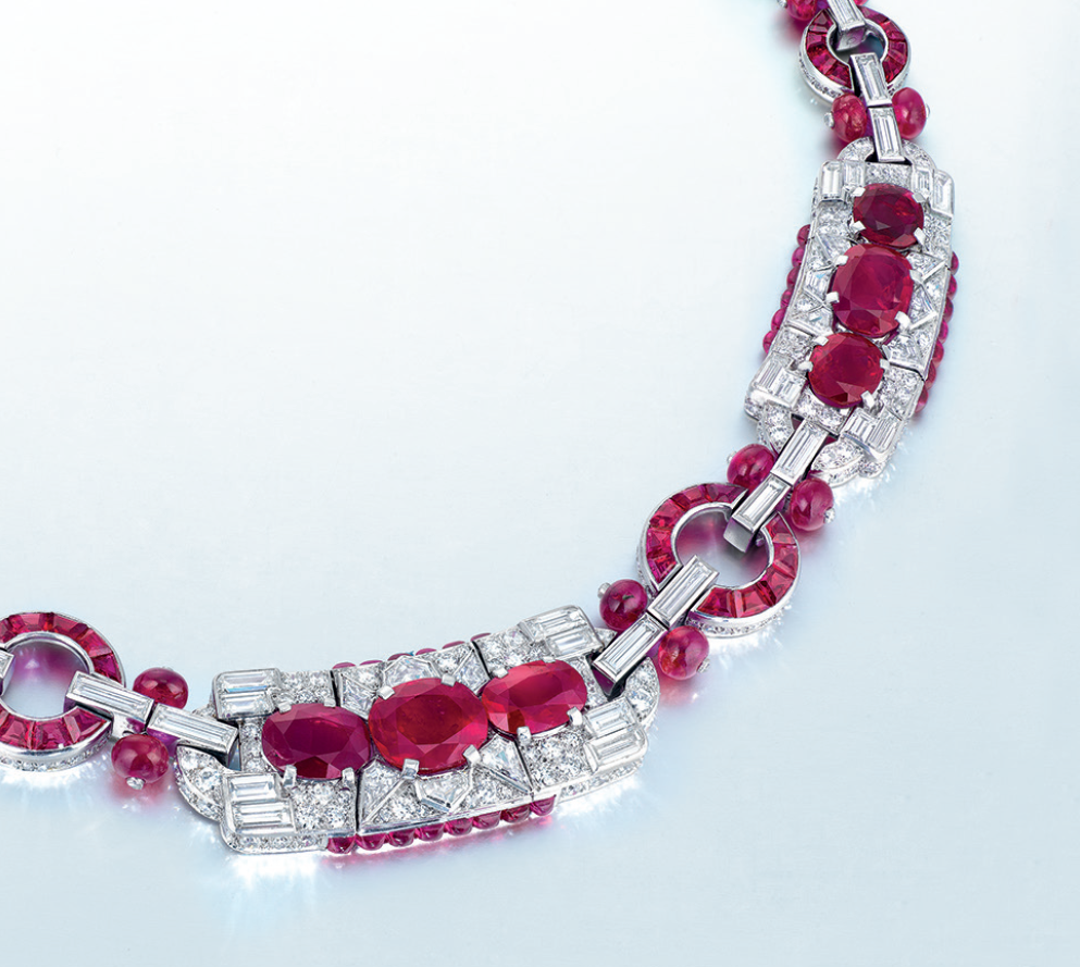A highly important art deco ruby and diamond necklace, by Cartier