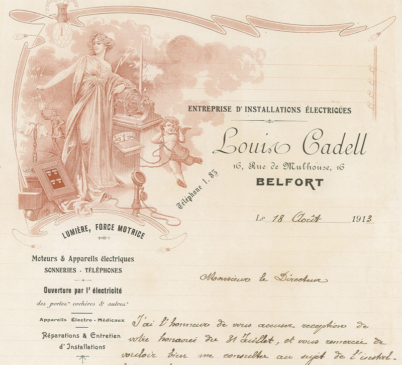 1912 08 18 Salle des Fêtes Entreprise Cadell courrier à directeur