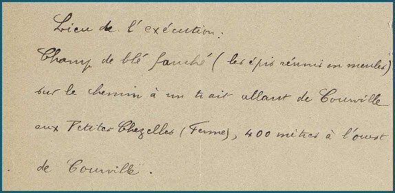 JAMES Charles Eugène - lieu exécution texte