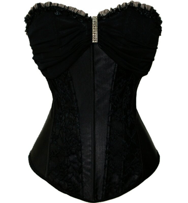 corset cerelonie soiree noir plisse strass (2)