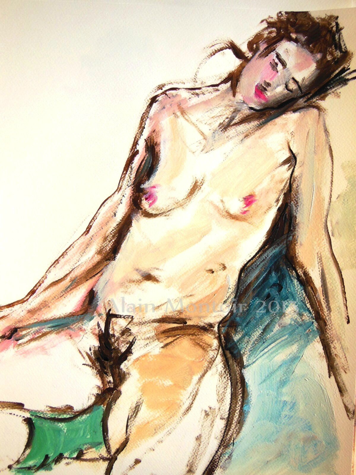 1-Tableau dessin peinture contemporaine nu alain montoir Galerie Avignon (7)
